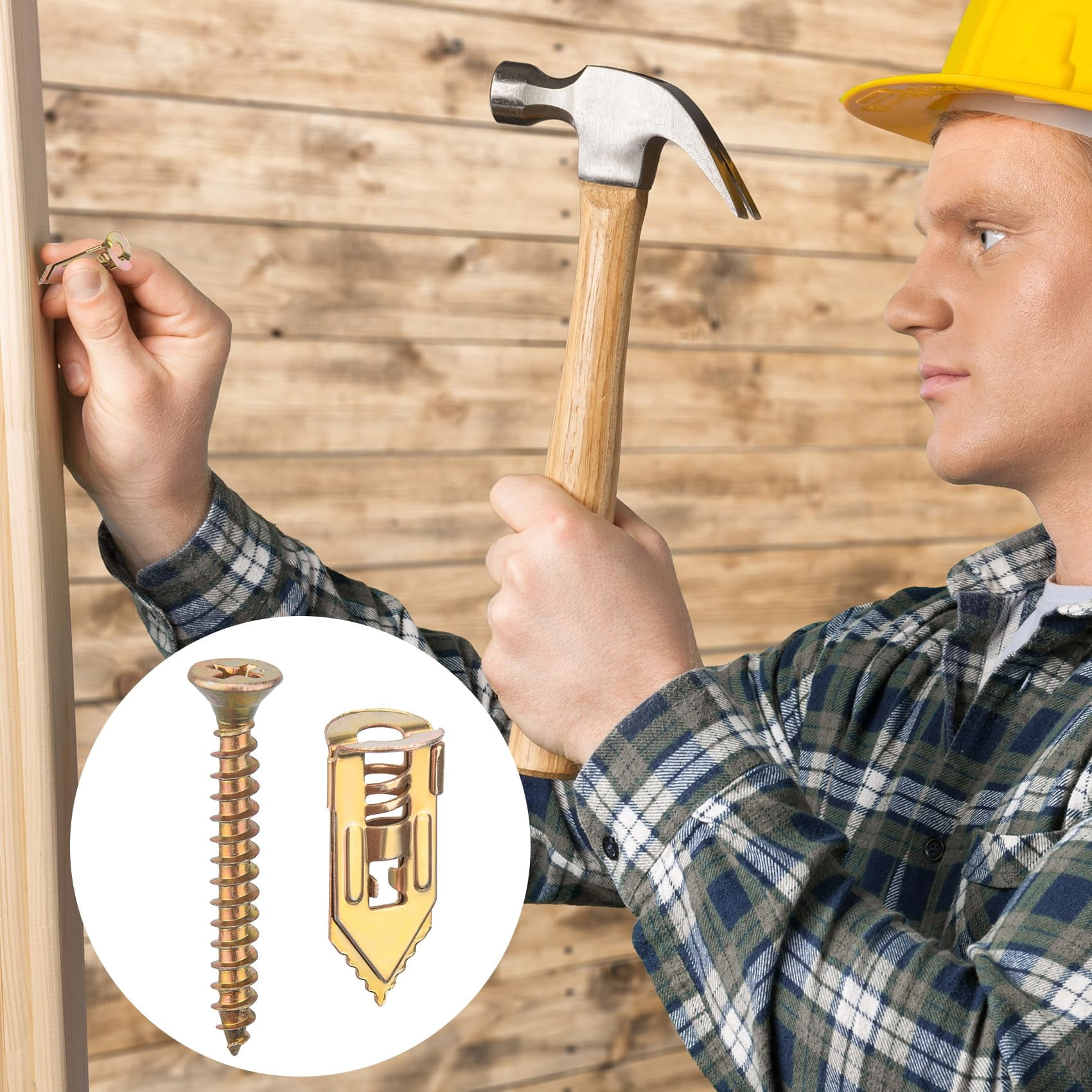 36PCS Self-Drilling Drywall Anchors, Zinc Plated Steel Screws and Anchors Kit Heavy Duty, No Drill or Holes in Wall, for Garden Statues, Patio Furniture, TV, Shelf Straps, Cabinets - 3 Sizes