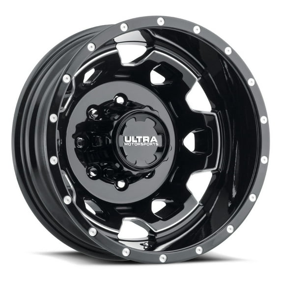 17" Black With Natural Accents Warlock Dually 017 Wheel by Ultra Wheel 017-7692RBM