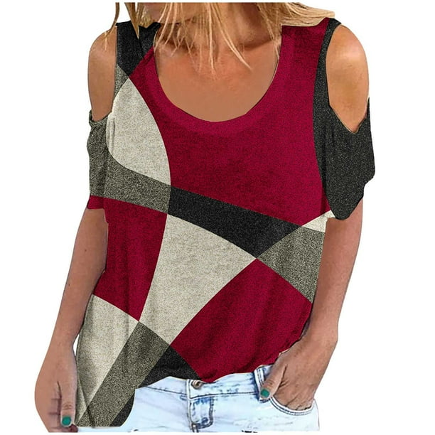 Elegante mujer cuello redondo impresión manga corta camiseta blusa Tops sudadera OAVQHLG3B Store lin121212