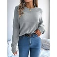 thumbnail image 4 of Warm and Stylish Sweater for Women Long Sleeve ‌Knitted Top for Autumn & Winter Chic Casual Pullover Knitted Top Grey M, 4 of 9