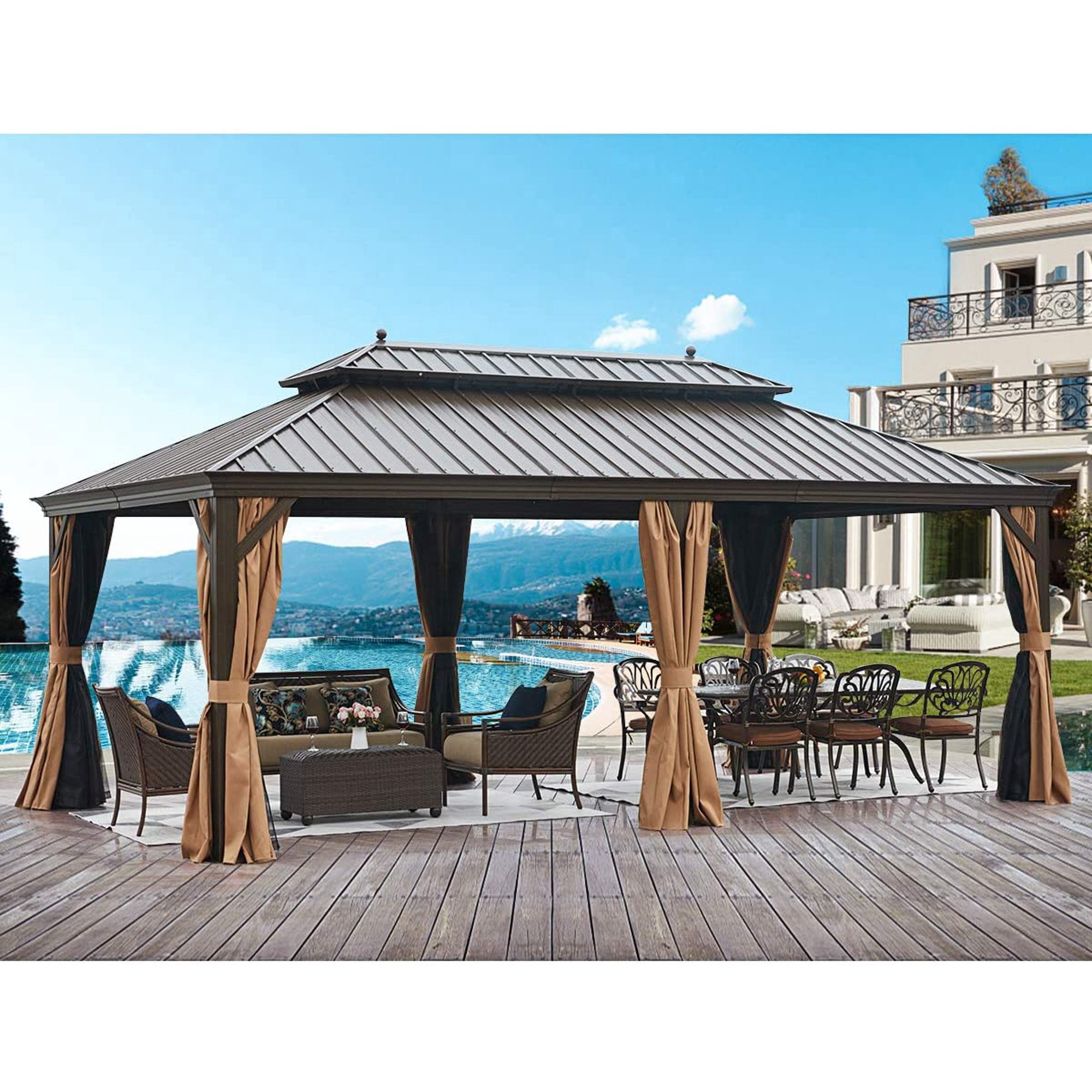 20' Hardtop Gazebo Galvanized Steel 