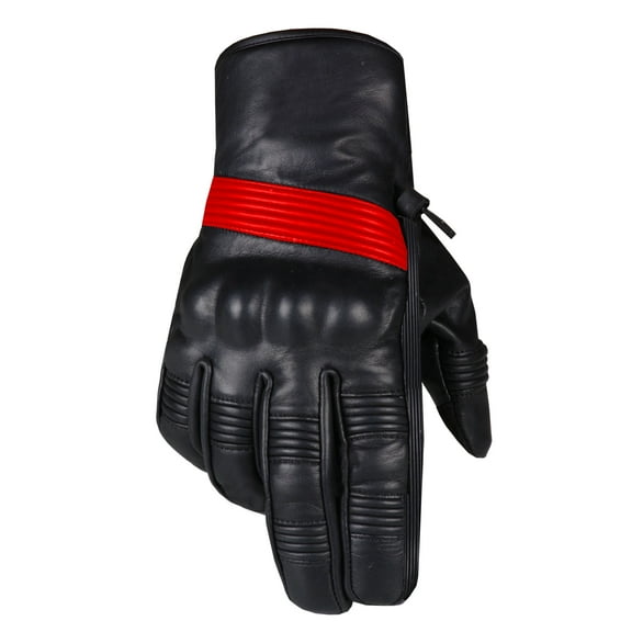 Jackets 4 Bikes Men's Motorcycle Gloves Premium Leather Street Protective Cruiser Gel Padded Driving Riding Biker Gloves BlackRed M