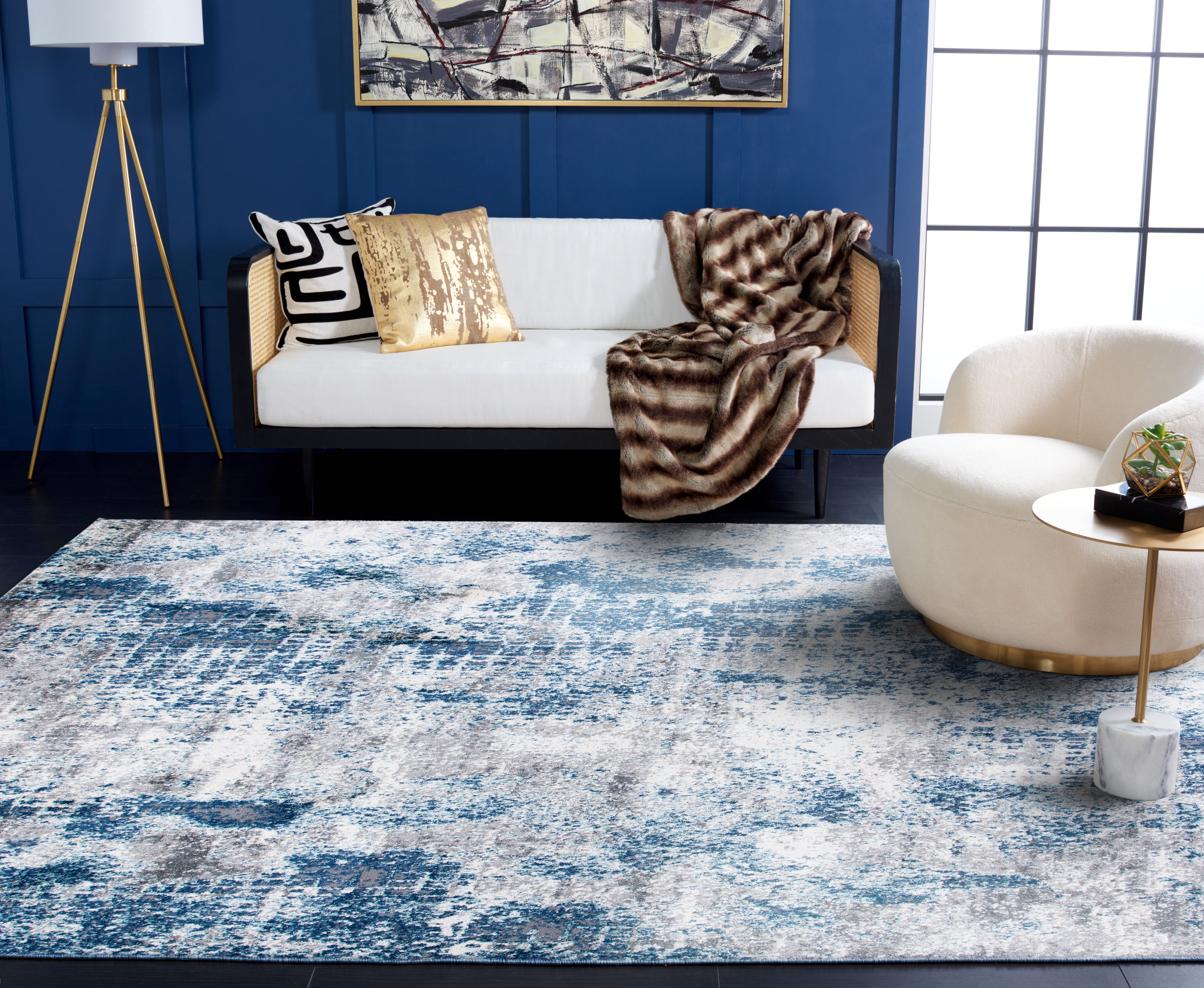 SAFAVIEH Aston Georgiana Abstract Area Rug, Navy/Gray, 4' x 6'