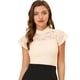 thumbnail image 1 of Blusa Semitransparente Con Cuello Alto Y Manga Corta Con Abertura En La Espalda Y Encaje Para Mujer Albaricoque S, 1 of 5