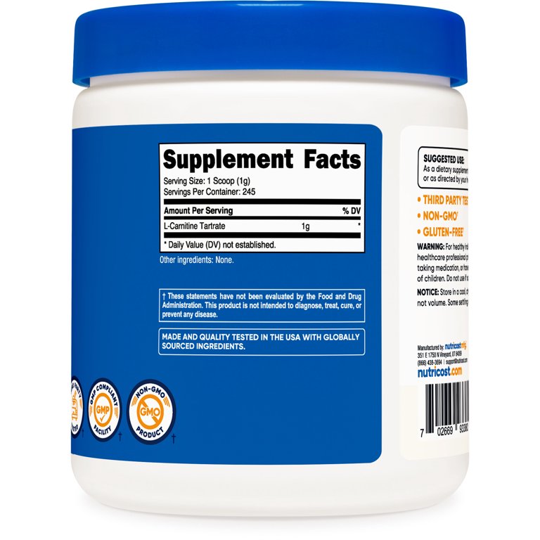l carnitine tartrate nutricost L-CARNITINE TARTRATE By NAINA MD – NAINA MD BEVERLY HILLS main image 1