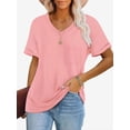 thumbnail image 2 of Womens T Shirts Short Sleeve V Neck Tops Pocket Tee Cute Fit Summer Trendy Soft Casual Tee Tops Comfy Clothes Basic T-Shirt, 2 of 3
