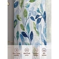 thumbnail image 6 of Navy Blue Leaves Sheer Curtains 63 Inch Length 2 Panels Set, Green Summer Botanical Voile Window Treatment Rod Pocket Curtains Sheers Drapes for Bedroom/Living Room/Kitchen 52x"63"x2, 6 of 7