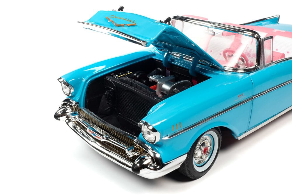 1957 Chevy Bel Air Convertible, Aqua Blue - Auto World AWSS135 - 1
