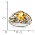 thumbnail image 2 of Sterling Silver Rhodium-plated Citrine & Diamond Ring - Size 5, 2 of 2