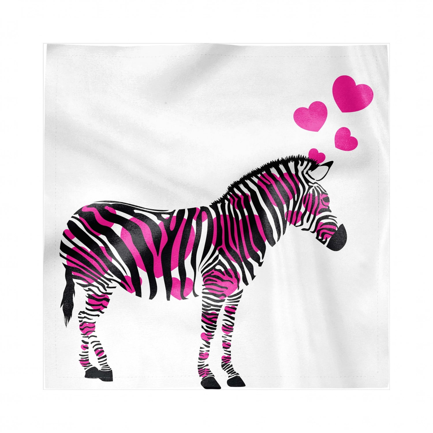 Pink Zebra Napkins Set of 4, Zebra in Love with Hearts Pastel