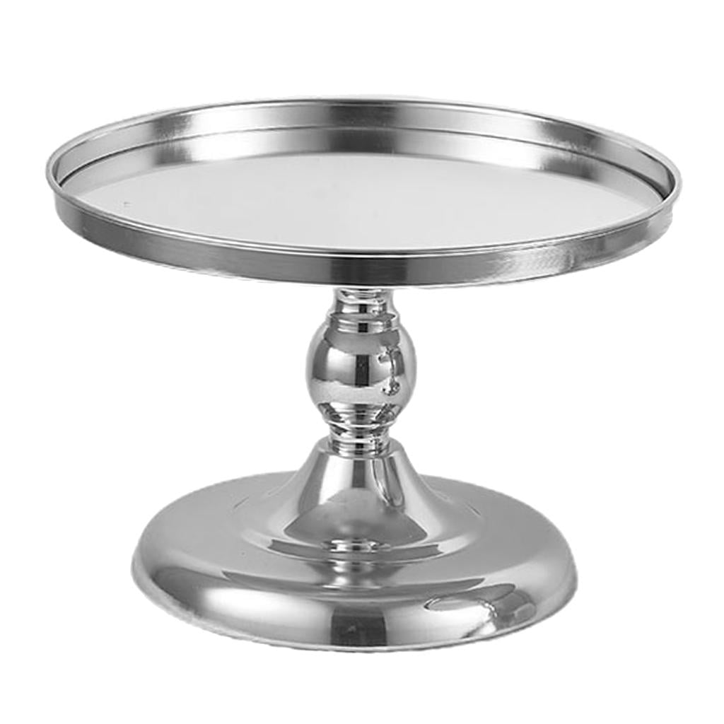 8" wide SILVER Metal Round Cake Stand Cupcake Wedding Party Centerpieces Home 