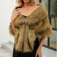 thumbnail image 5 of Lovzfmll Faux Fur Shawl Wrap for Women, Ultra-Soft Shrug Plush Warm Cloak Cape for Winter Bridal Wedding Party Gift, 5 of 9