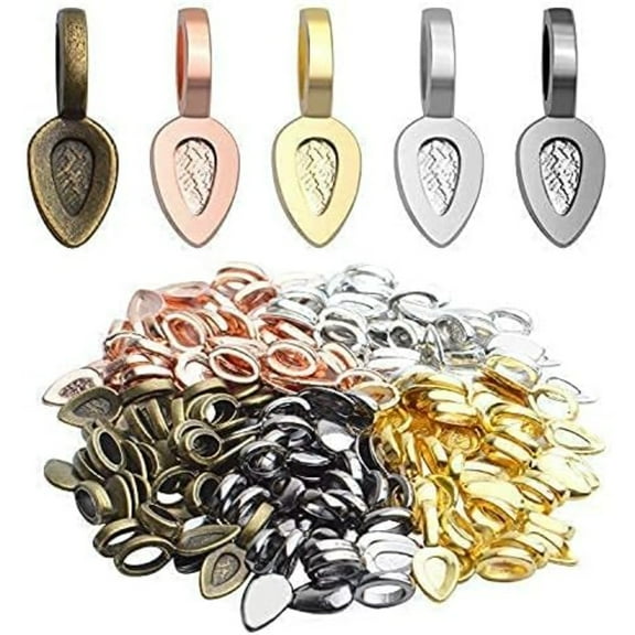 100pcs Oval Glue on Bail Pendants Small Spoon Earring Pendants Jewelry Glue on Bail Earring Charms for Jewelry Making DIY Crafting,21×8mm