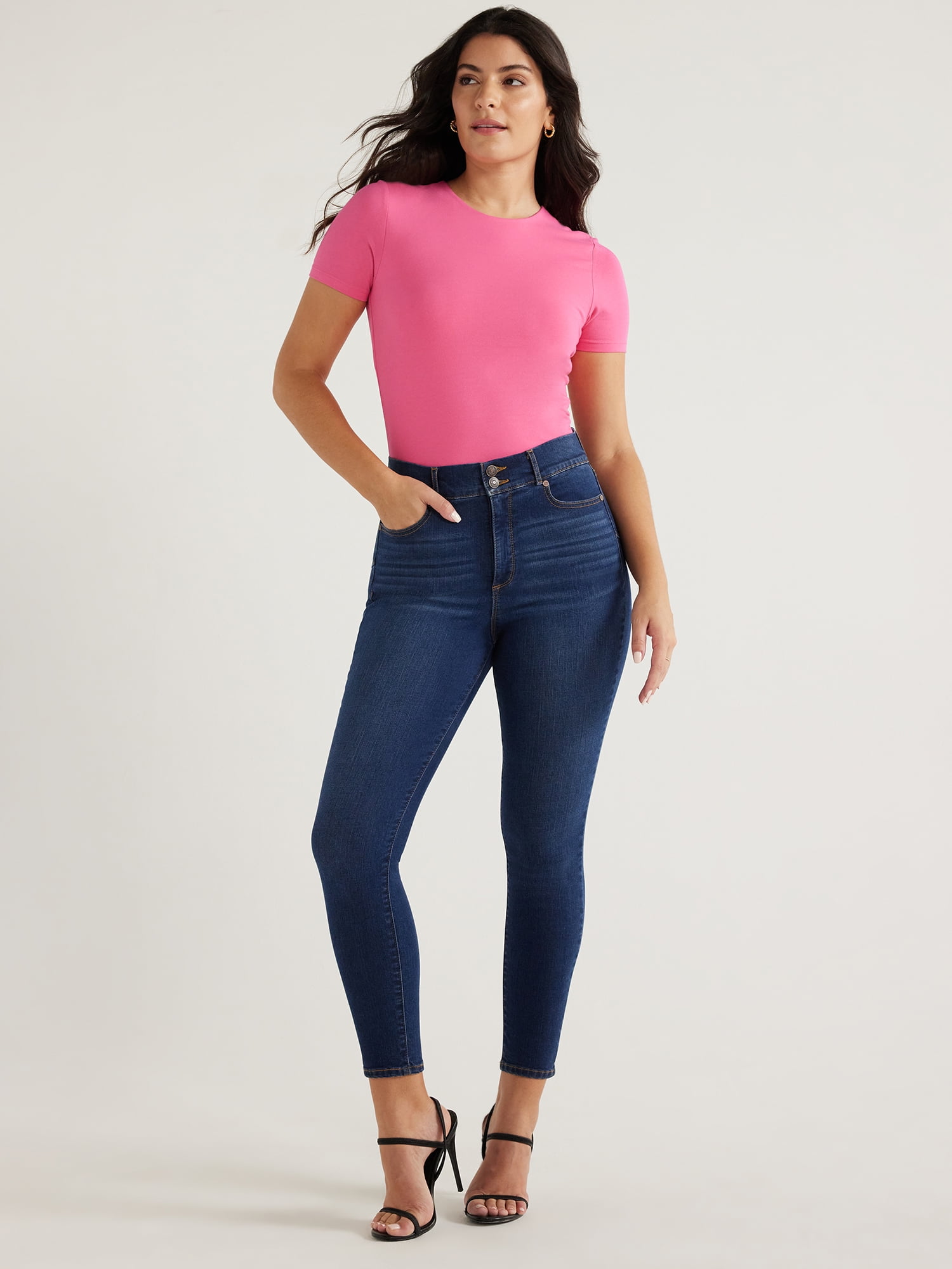 Sofia Jeans Women's High Neck Tee with Short Sleeves, Sizes XS-3XL