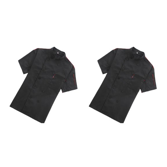 Billuyoard Chaqueta de chef de manga corta, chaqueta de cocinero, ropa de trabajo, disfraz de uniforme Type2 NO2