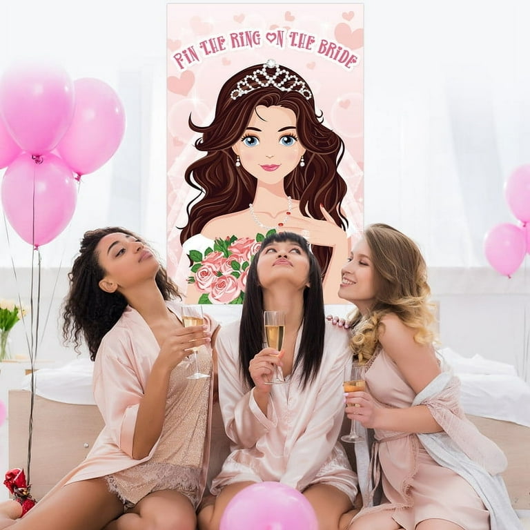 Pin The Ring On The Bride Game – Hen Party & Bridal Shower Activity For Up To 35 Players | Includes Poster, Blindfold & Stickers