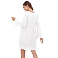 thumbnail image 3 of hirigin California Romper Dress with Shorts Long Sleeve Fall V-Neck Cotton Short Dress Mini Dress California Romper Lace Dress, 3 of 5
