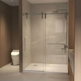 thumbnail image 3 of 56-60" x 76" H Frameless Sliding Shower Door, 5/16" (8mm) Clear Tempered Glass, Stainless Steel Frame,Brushed Nickel, 3 of 5