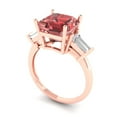 thumbnail image 2 of 3ct asscher cut red natural garnet 18k pink rose gold engraving statement Bridal Wedding three-stone Designer Ring size 9.5, 2 of 5
