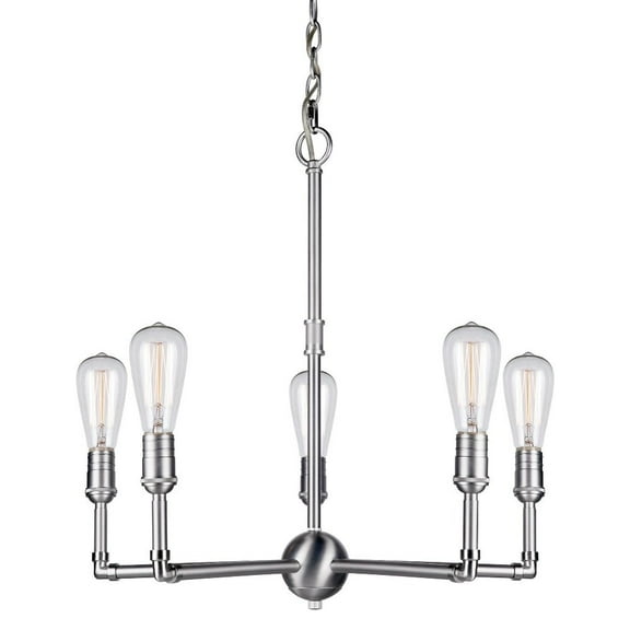 7064-05-55-Forte Lighting-Uccelo - 5 Light Chandelier-22 Inches Tall and 23 Inches Wide-Brushed Nickel Finish    -Traditional Installation