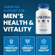 Alpha Stream Supplement for Men – AlphaStream Plus Pills Advanced Formula Supplements for Men Health Supplement Reviews, 5 Pack, 300 Capsules