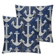 thumbnail image 2 of Acheng Anchor Decorative Pillow Cover for Couch Nautical Decor Square Cushion Case Sofa Home Decorations Dark Blue,2 Pcs White, 2 of 6