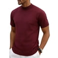 thumbnail image 2 of Men's Business Casual Mock Neck T-Shirts Short Sleeve Solid Color Pullover Wrinkle Free Tops for Office Work, 2 of 5