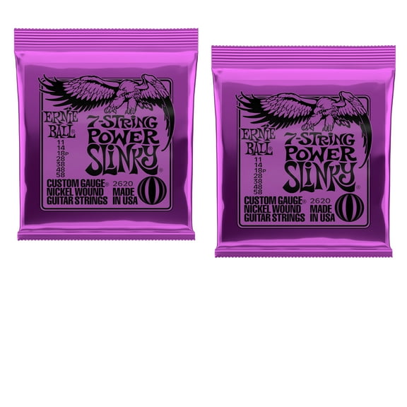 2 PACK Ernie Ball P02620 7-string Power Slinky Nickel Wound