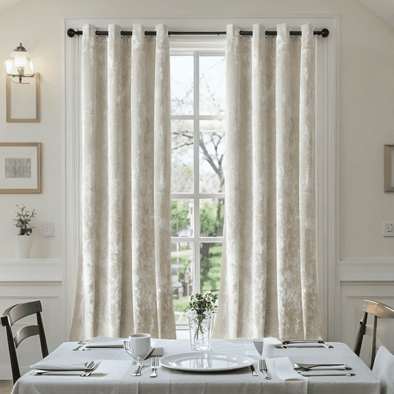 SMILETIME Crushed Velvet Curtains with Grommets Luxurious Thermal Insulated Soundproof Drapes for Dining Room Soft and Durable Light-Filtering Window Treatments, 2 Panels