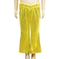 thumbnail image 1 of Children Bell-bottom Pants Children Performance Pants Glossy Reflective Sequined Splicing Elastic Waist Bell-bottomed Pants Wide Leg Flared Trousers, 1 of 8