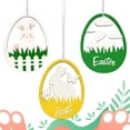 thumbnail image 6 of 3PCS 6.1in Easter Decorations Wooden Hanging Ornament for Front Door Wall Decor, Spring Easter Decor Bunny Egg Sign for Home and Basket, 6 of 9