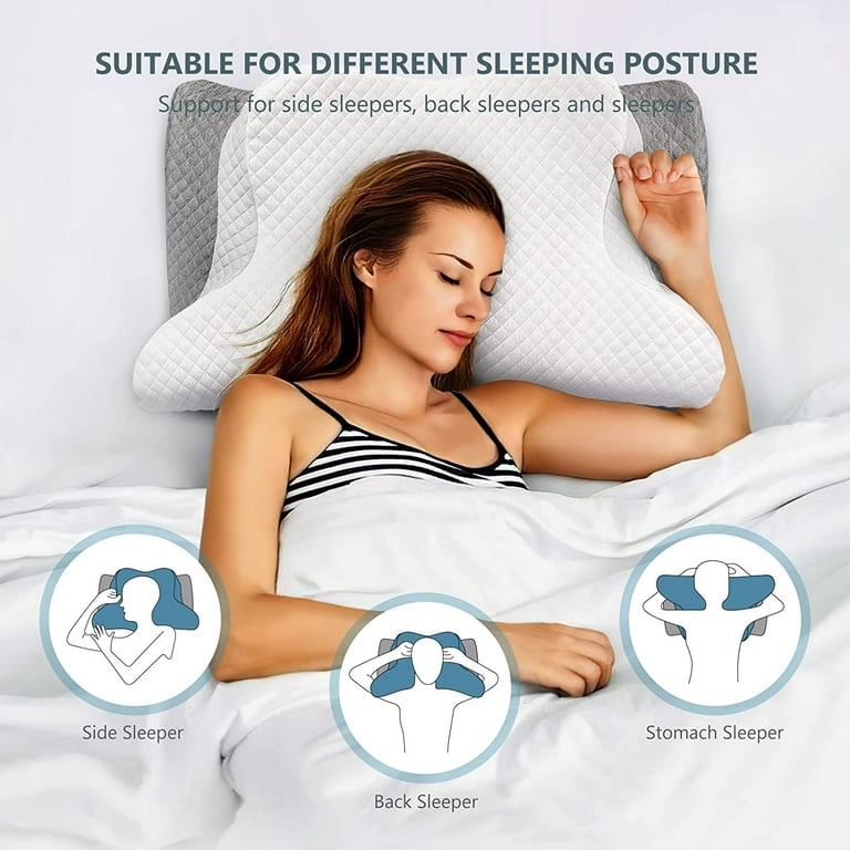 Cervical Memory Foam Pillow, Adjustable Contour Neck Pillow for Pain Relief  Sleeping, Ergonomic Orthopedic Pillow for Back, Side, Stomach Sleepers