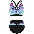 thumbnail image 3 of LAICAIW Womens Two Piece Swimsuits Wrap Front Bikini High Waisted Bottom Tummy Control Bathing Suits Vintage Print Swimwear, 3 of 7