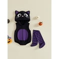 thumbnail image 6 of RUINIXCW Newborn Baby Girl Boy Halloween Cat Costume Infant Spring Fall Winter Cosplay Outfit Sleeveless Hooded Zip Romper Stockings Set, 6 of 10
