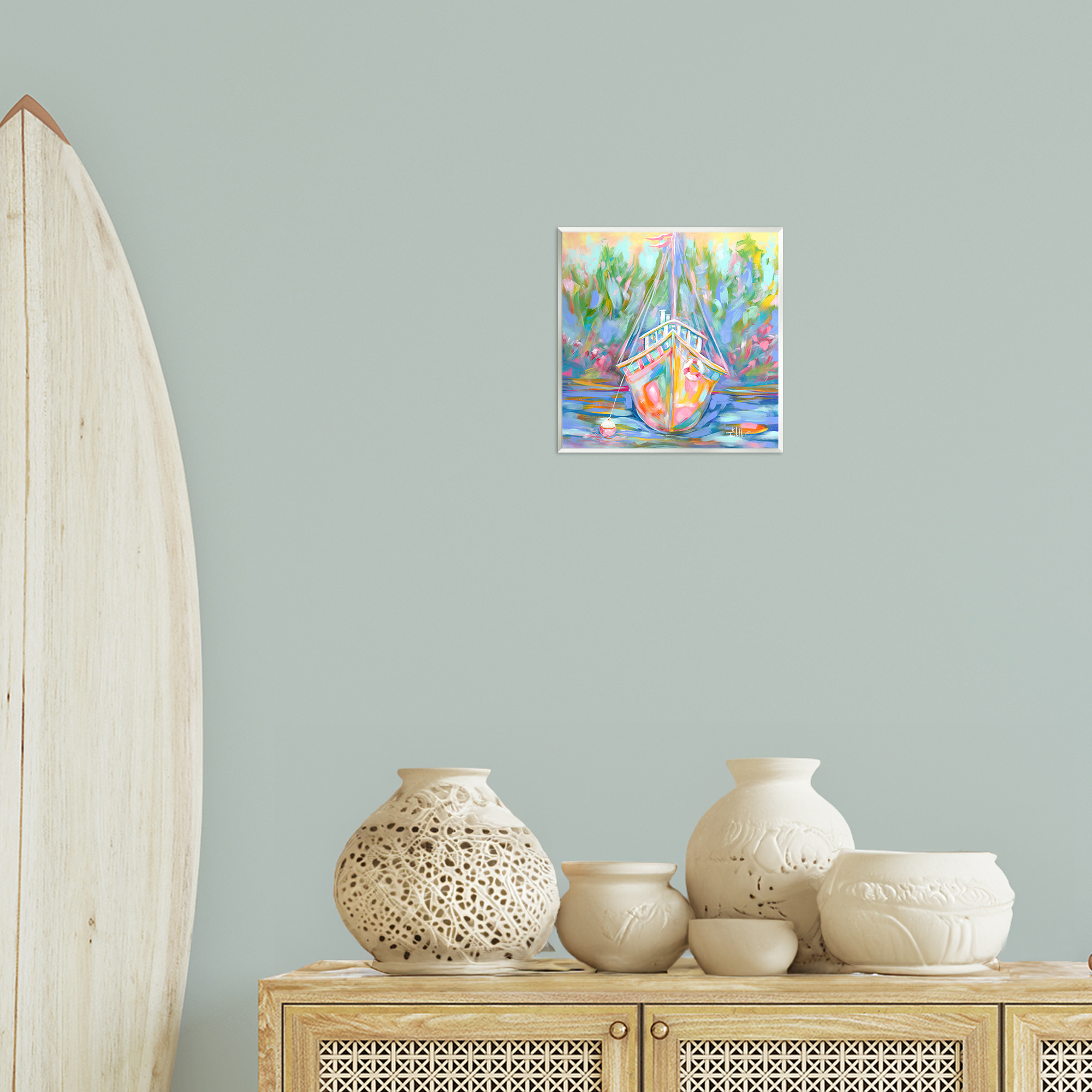 Stupell Industries Boat In Waiting Transportation Painting Unframed Art Print Wall Art, 12 x 12