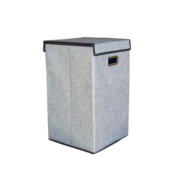 Proman Products Premier Linen Fabric Laundry Basket in Light Gray