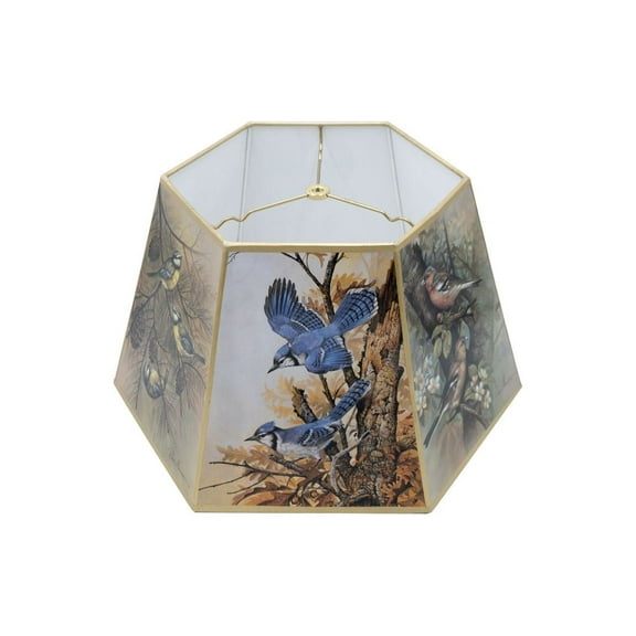 Bird Motif 18 Inch Hex Floor Lamp Shade Replacement (12 X 18 X 10.75)