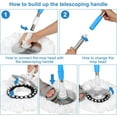 thumbnail image 6 of Spin Mop and Bucket with Wringer Set, 3 Washable Microfiber Pads Included for Floor Cleaning, Adjustable Stainless Steel Handle, Easy Moving with Wheels, Blue, 6 of 7