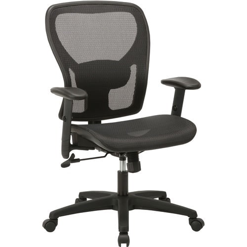Lorell SOHO Mesh Mid-Back Task Chair - Fabric Seat - Mesh Back - 5-star Base - Black - 27.8" Width x 27" Depth x 42.9" H