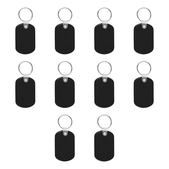 Tag Soft Plastic Keychains - 10 pack - Small Key Tag Chain For Staying Organized - Rubber Key Ring Keychain – Black