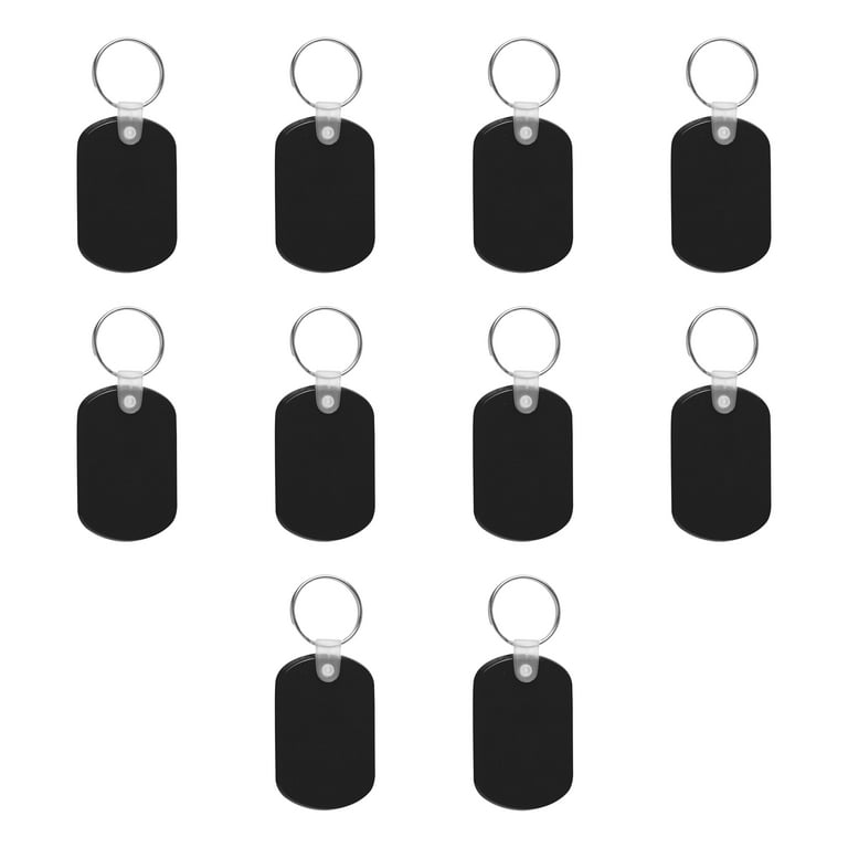 Discount Promos Tag Soft Plastic Keychains - 10 Pack - Small Key Tag Chain for Staying Organized - Rubber Key Ring Keychain Black, Women's