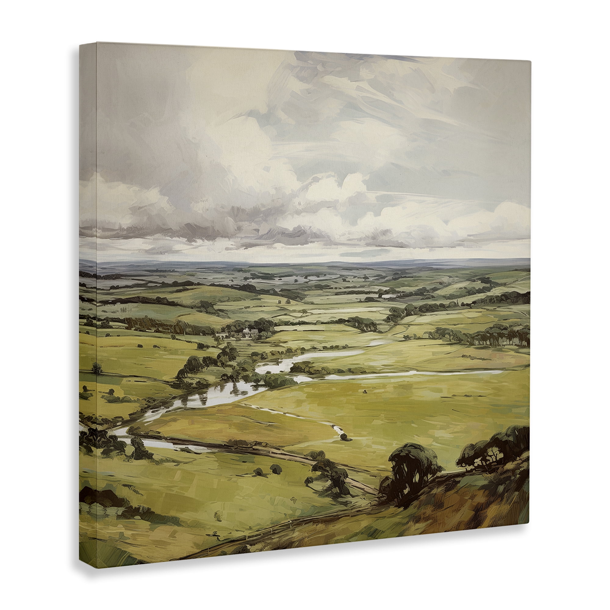 Stupell Industries Rural Tributaries Overlook Landscape & Nature Painting Wrapped Canvas Art Print Wall Art, 24 x 24
