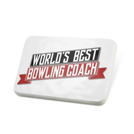 Porcelein Pin Worlds Best Bowling Coach Lapel Badge –