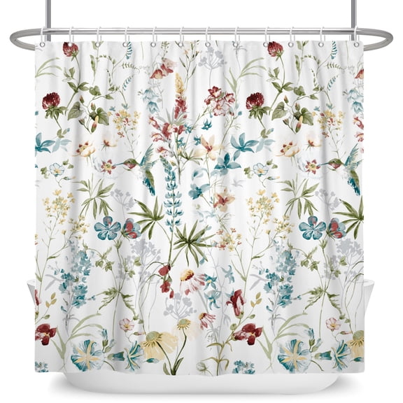 PBOBRIICH Vintage Floral Shower Curtain,Rustic Birds Flower Bathroom Curtain Waterproof Fabric with Hooks 72x72 Inch