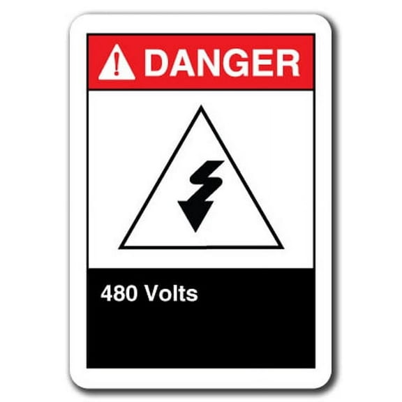 Danger  Sign - 480 Volts 7"x10" Plastic Safety Sign ansi osha