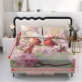 thumbnail image 5 of Xoenoiee Cardinal Cherry Blossom Print 3 Pcs Cooling Bed Sheet Set, Soft Bedding Set, Includes 1 Fitted Sheet and 2 Pillowcases, Breathable Comfortable Sheets for Bedroom, Twin XL Size, 5 of 7