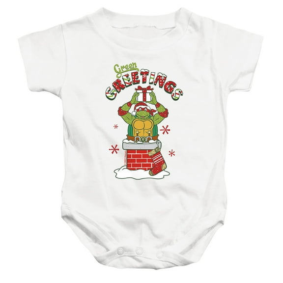 Teenage Mutant Ninja Turtles Green Greetings Christmas Scene Unisex Infant Snap Suit for Baby