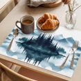 thumbnail image 3 of Green Ombre Landscape Placemats Set of 4 Watercolor Forest Lake Place Mats Indoor Wipeable Table Mats Washable Cloth Dining Table Placemats for Kitchen Holiday Party Home Decor 13x19 Inch, 3 of 9