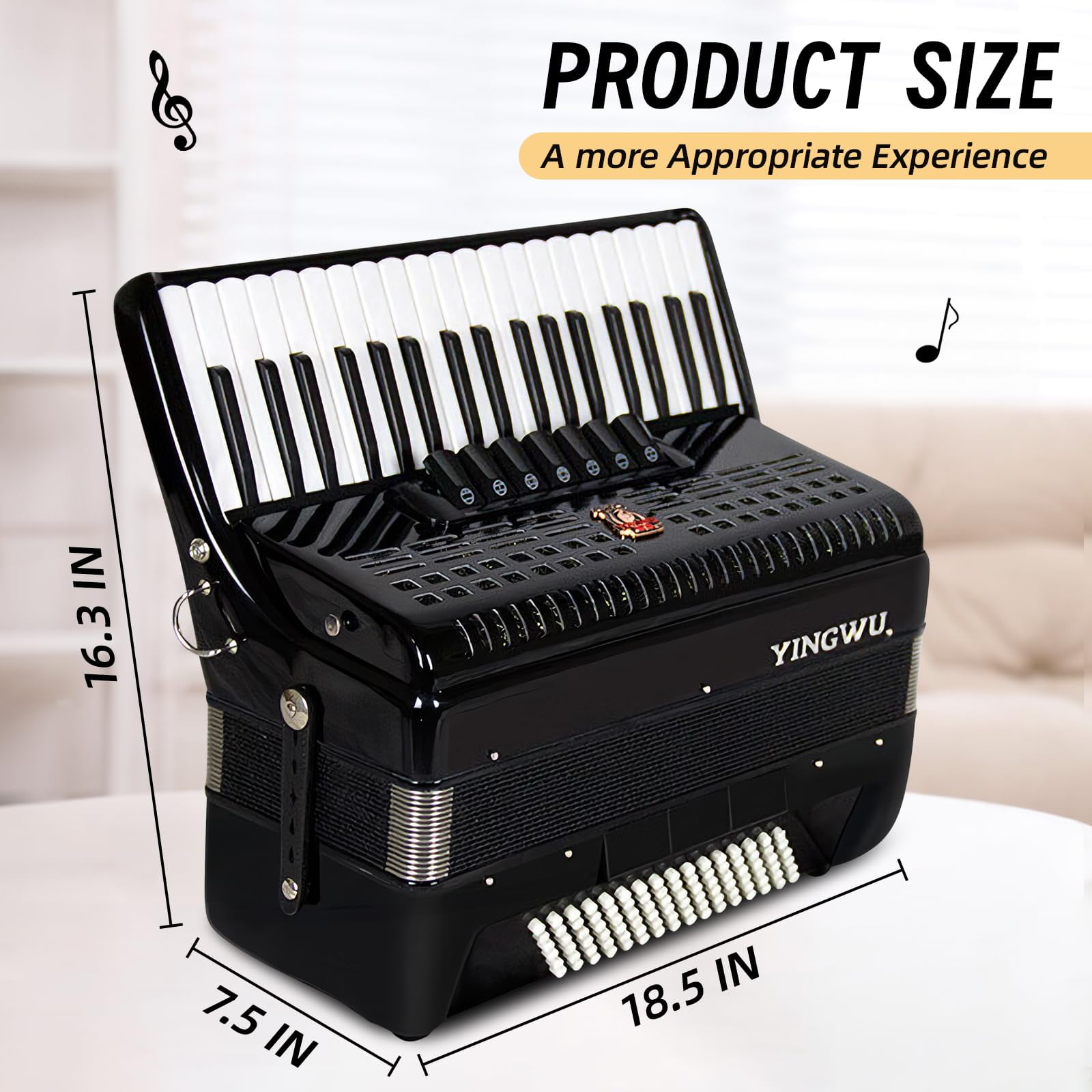 Accordion, 37 Keys 96 Bass Professional Accordion for Beginners and Advanced Players with Backpack and Strap