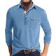 thumbnail image 1 of Men's Spring And Autumn Solid Color T-shirt Lapel 3 Button Open Placket Button Long Sleeved TopL, 1 of 5